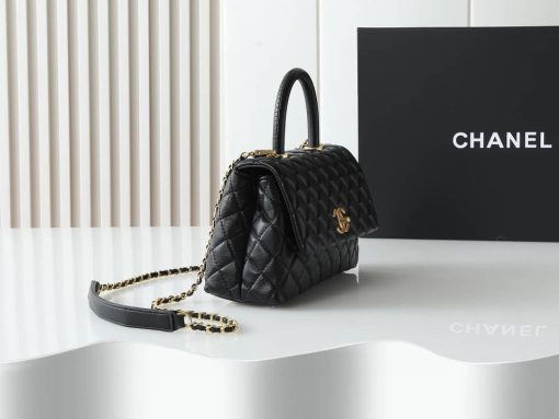 Chanel Coco Handle Black Caviar with Gold Hardware 25 - Image 5