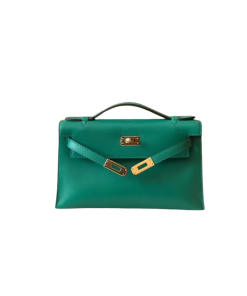 H Handbags Kelly Pochette Vert Vertigo Swift Gold Hardware