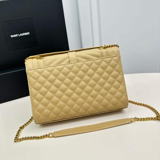Saint Laurent Envelope Medium Chain Bag In Mix Matelasse Grain De Poudre Embossed Beige 24Cm 600185Bow912721 - Image 4