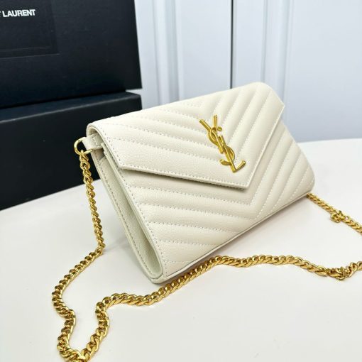 Saint Laurent Classic Cassandre Chain Wallet Bag White 24Cm 377828Bow019207 - Image 3
