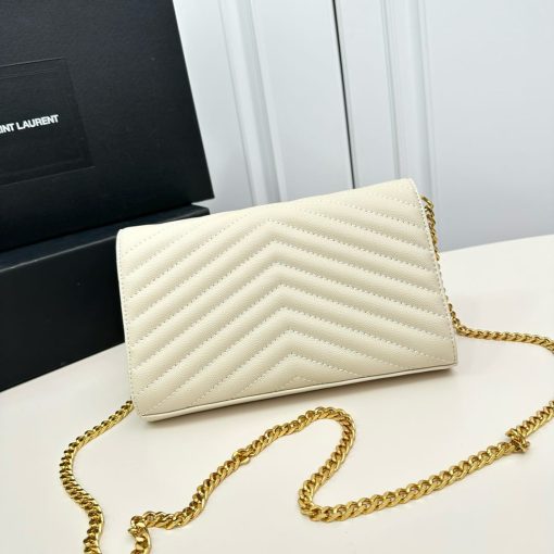 Saint Laurent Classic Cassandre Chain Wallet Bag White 24Cm 377828Bow019207 - Image 4
