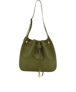 Saint Laurent Paris Vii Medium Flat Hobo Bag In Smooth Leather Army Green 28Cm