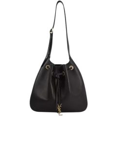 Saint Laurent Paris Vii Medium Flat Hobo Bag In Smooth Leather Black 28Cm 697941Aaamd1000