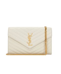 Saint Laurent Classic Cassandre Chain Wallet Bag White 24Cm 377828Bow019207
