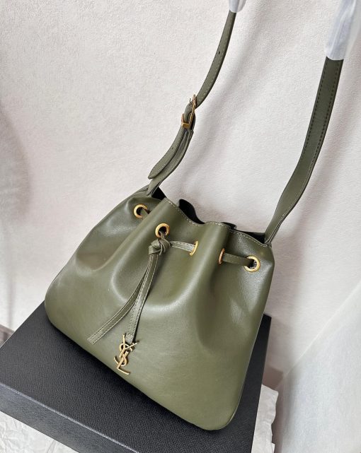 Saint Laurent Paris Vii Medium Flat Hobo Bag In Smooth Leather Army Green 28Cm - Image 2
