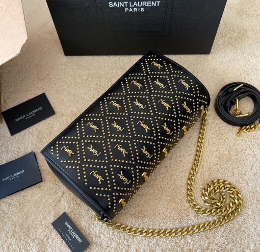 Saint Laurent Kate 99 Studded Shoulder Bag Black 25Cm - Image 3