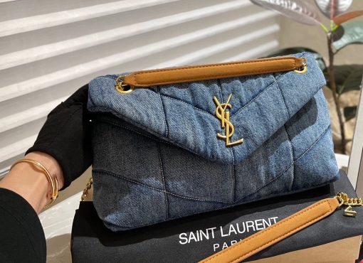 Saint Laurent Puffer Medium In Suede And Denim 30Cm 5774752Pt674575 - Image 4