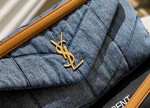 Saint Laurent Puffer Medium In Suede And Denim 30Cm 5774752Pt674575 - Image 5