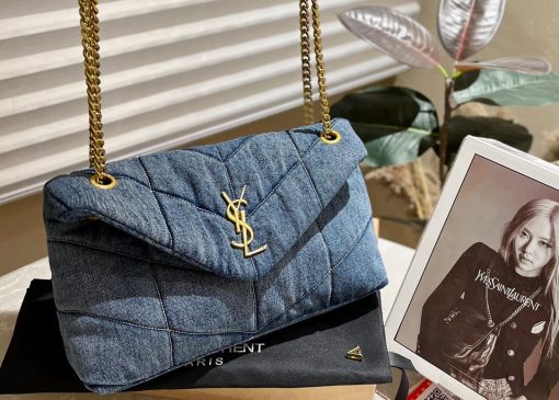 Saint Laurent Puffer Medium In Suede And Denim 30Cm 5774752Pt674575 - Image 6