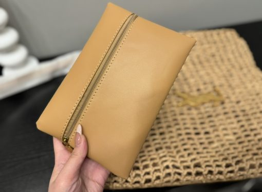 Saint Laurent Oxalis In Raffia Crochet And Leather Naturel 41Cm 773984Gaaeb9718 - Image 8