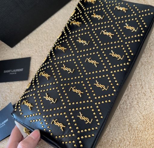 Saint Laurent Kate 99 Studded Shoulder Bag Black 25Cm - Image 8