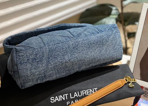 Saint Laurent Puffer Medium In Suede And Denim 30Cm 5774752Pt674575 - Image 9