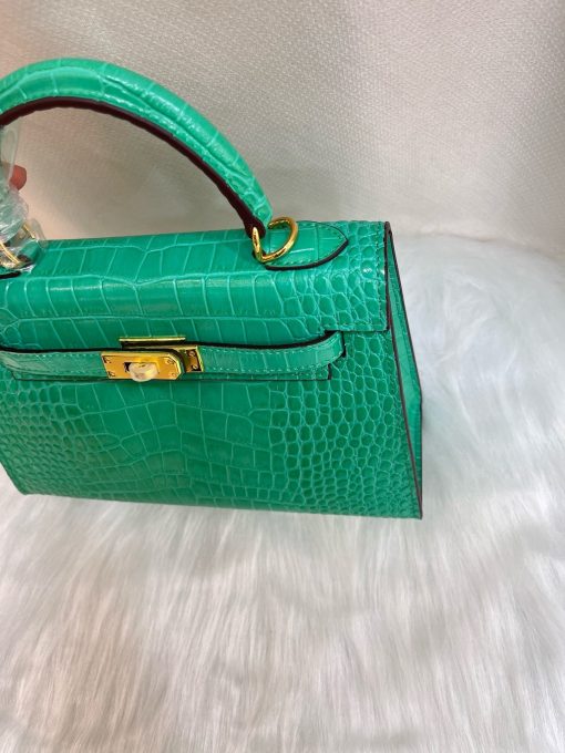 Hermès Kelly 20 Mississippiensis Lisse Vert Jade - Image 7