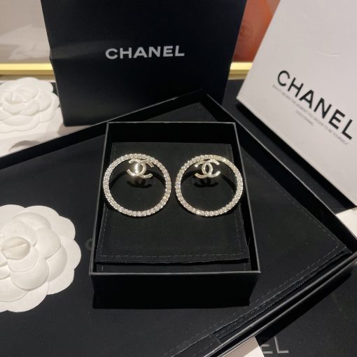 Chanel CC Crystals Gold Tone Earrings - Image 3