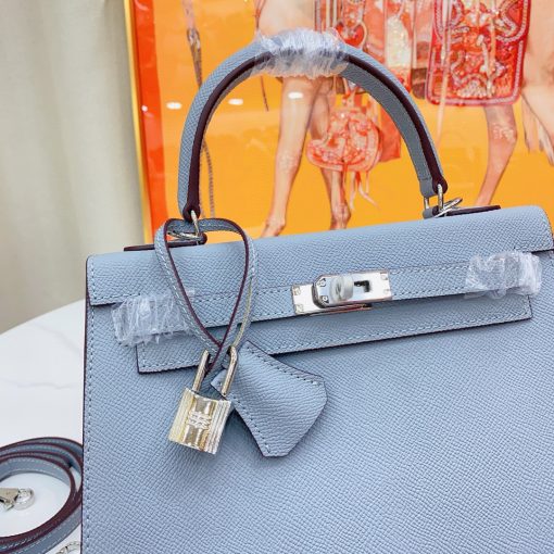 Hermès Kelly 25 Sellier HSS Verso Bleu Electrique Epsom Palladium Hardware - Image 7