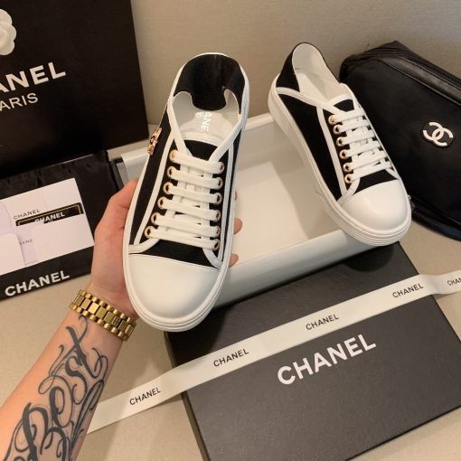 Chanel Casual Flat Sneakers Canvas Black - Image 7