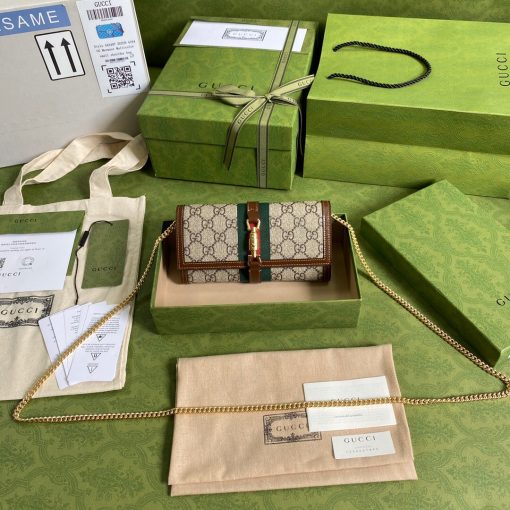 Gucci Jackie 1961 Chain Wallet Brown 652681 Huhhg 8565 - Image 5