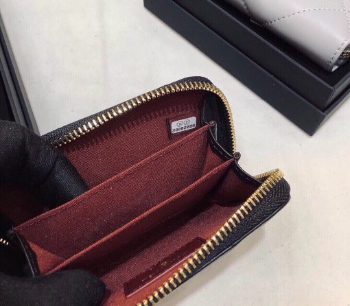 Chanel 19 Card Holder With Zipper Leather Black Wallet - Image 5