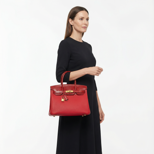 Hermès Birkin Touch 30 Bag Niloticus Togo Red Gold Hardware - Image 2