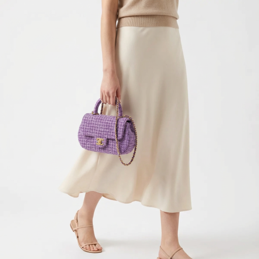 Chanel Small Top Handle Purple Sequin Tweed - Image 5