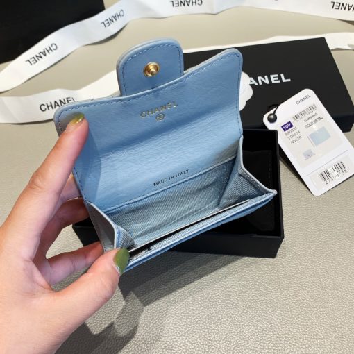 Chanel 2.55 Flap Card Holder Light Blue Wallet - Image 3