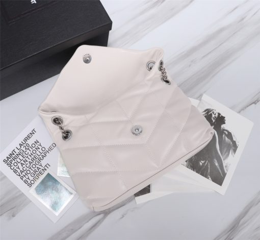 Saint Laurent Loulou Small Chain Bag In Matelasse Y White Silver 29Cm 494699Dv7269207 - Image 4