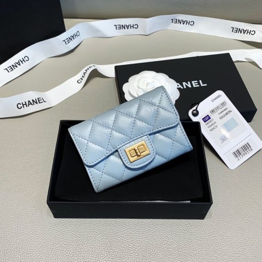Chanel 2.55 Flap Card Holder Light Blue Wallet - Image 2