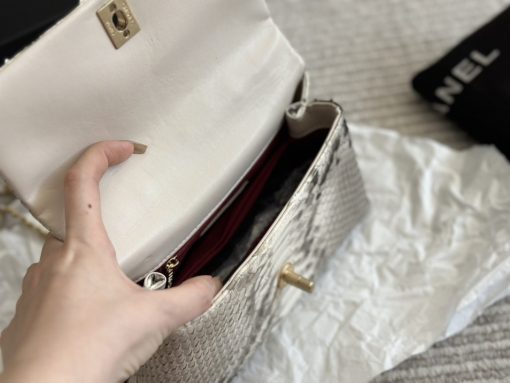 Chanel Off White Python Medium Coco Top Handle Bag 22CM - Image 5