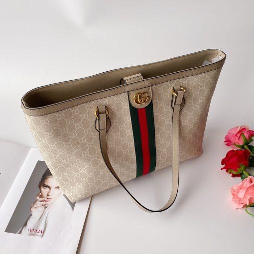 Gucci Ophidia Medium Tote With Web Beige 631685 Uulag 9682 - Image 6