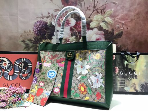 Gucci Ophidia Gg Flora Medium Tote Green 44Cm - Image 4