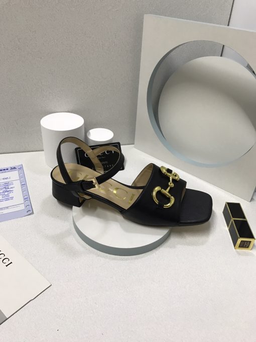 Gucci Women's Sandal With Horsebit Black 655413 Bko00 1000 - Image 7