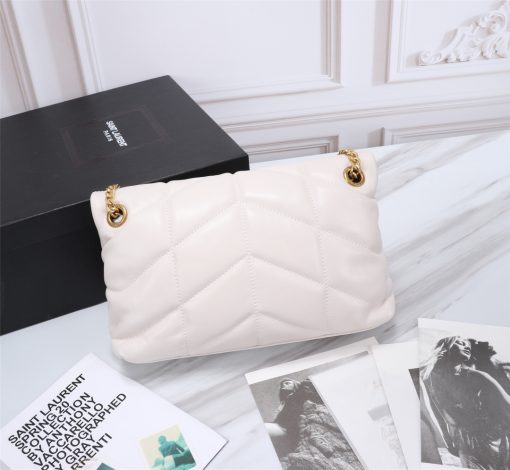 Saint Laurent Puffer Small Chain Bag In Quilted Lambskin White Gold 29Cm 5774761El079207 - Image 8