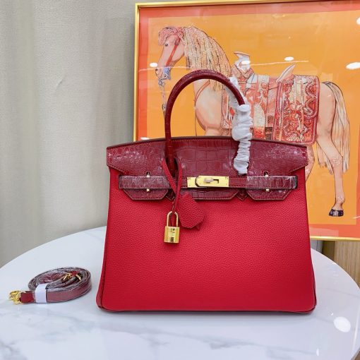 Hermès Birkin Touch 30 Bag Niloticus Togo Red Gold Hardware - Image 3