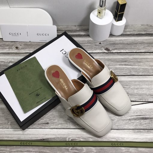 Gucci Women's Princetown Leather Slipper White 629084 - Image 3