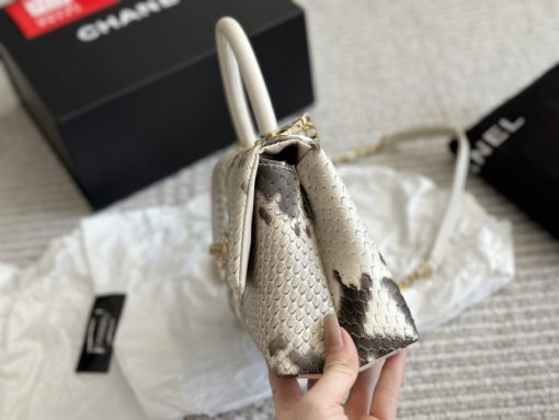 Chanel Off White Python Medium Coco Top Handle Bag 22CM - Image 8