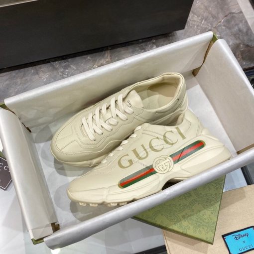 Gucci Women's Rhyton Gucci Logo Leather Sneaker 528892 Drw00 9522 - Image 4
