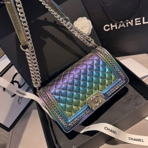 Chanel Boy Beauty Chain Around Bag Silver Tone Hardware Gradient Multicolor 26Cm - Image 2
