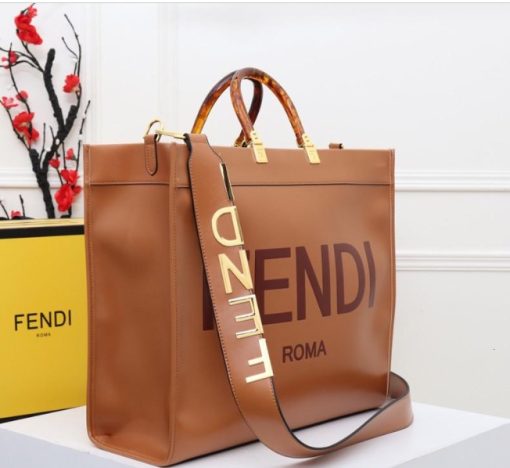 Fendi Sunshine Large Brown Leather Shopper 40Cm 8Bh372Abvlf0Pwz - Image 9