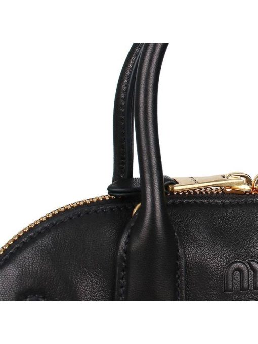 Miu Miu Embossed Logo Adventure Nappa Leather Tote Bag Black - Image 5