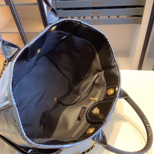 Chanel Deauville Large Shopping Bag Calfskin Leather Black 38Cm - Image 5