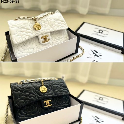 Chanel Flap Bag With Camellia Flower Chain Black 26Cm - Image 2