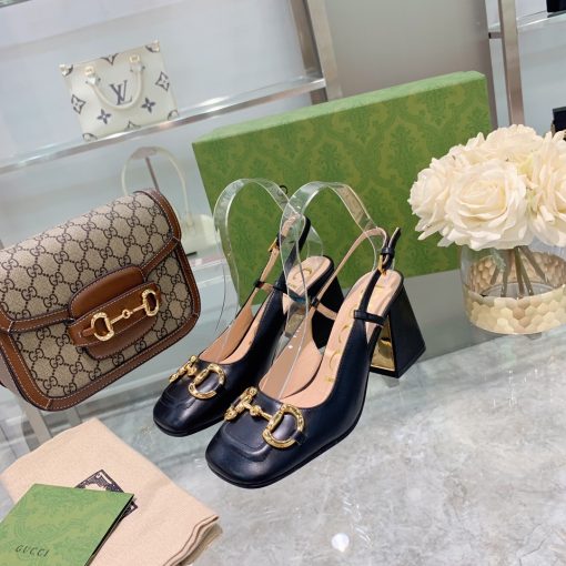 Gucci Women's Mid Heel Slingback With Horsebit Black 643892 C9D00 1000 - Image 9