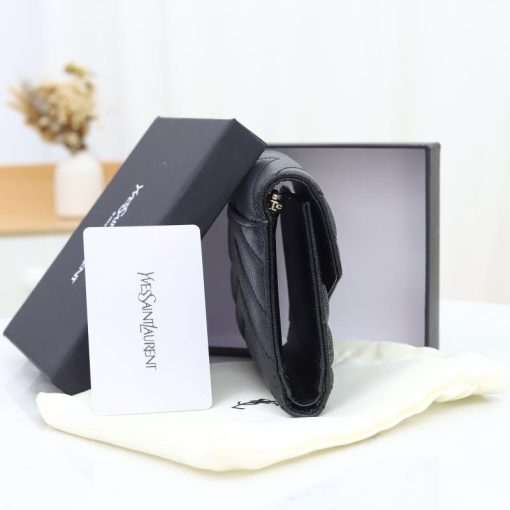 Ysl Multi-Folded Wallet In Grain De Poudre Embossed Leather Black 414404Bow021000 - Image 6