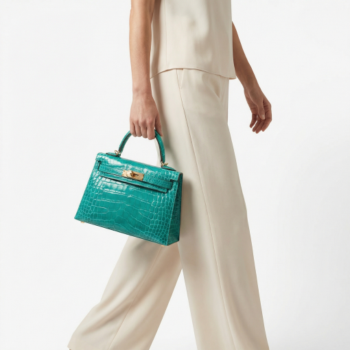 Hermès Kelly 20 Mississippiensis Lisse Vert Jade - Image 2