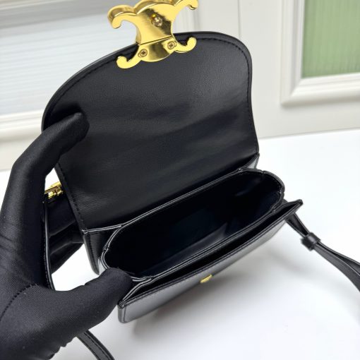 Celine Mini Besace Clea In Shiny Calfskin Black 15Cm 10L063Etz 38No - Image 10