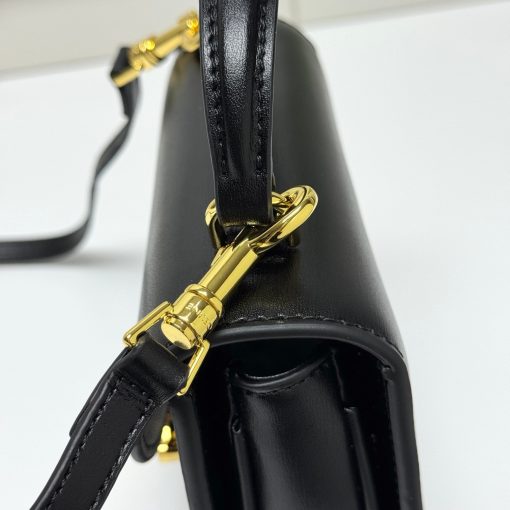 Celine Mini Besace Clea In Shiny Calfskin Black 15Cm 10L063Etz 38No - Image 7