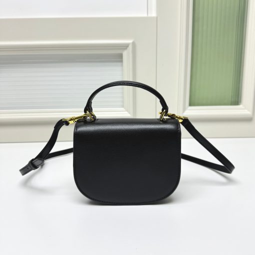 Celine Mini Besace Clea In Shiny Calfskin Black 15Cm 10L063Etz 38No - Image 6