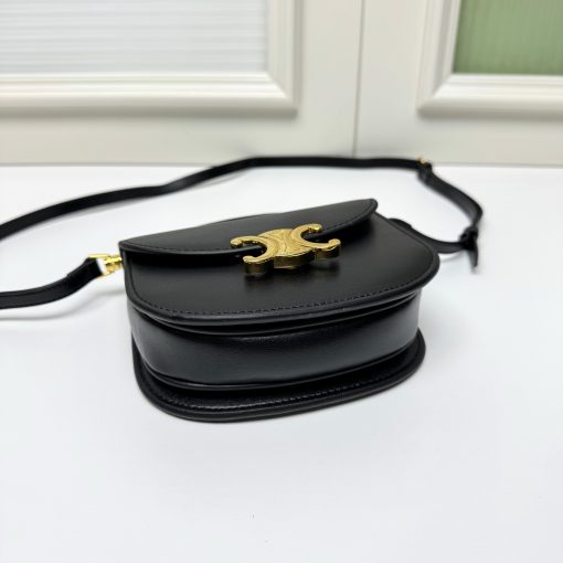 Celine Mini Besace Clea In Shiny Calfskin Black 15Cm 10L063Etz 38No - Image 5