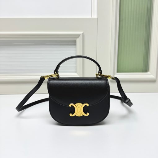 Celine Mini Besace Clea In Shiny Calfskin Black 15Cm 10L063Etz 38No - Image 2