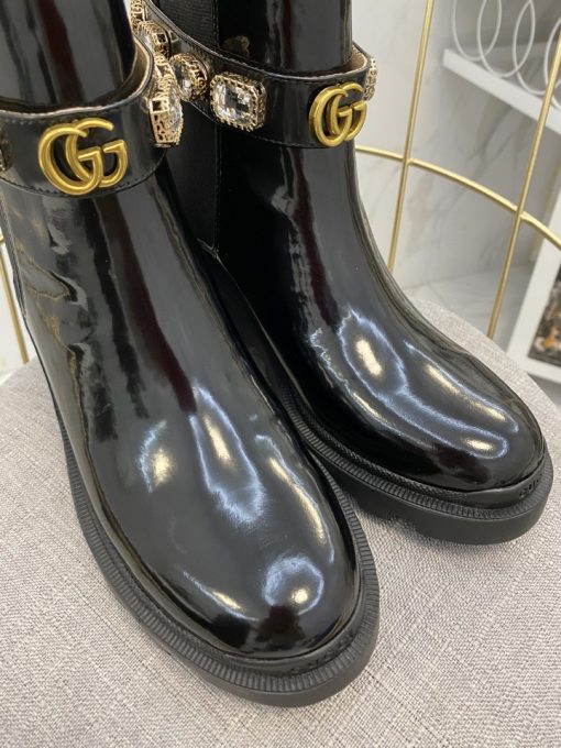 Gucci Women's Leather Ankle Boots With Strap Black 550036 Dks00 1000 - Image 10